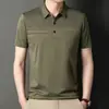 Ropa de Verano para Papá Hombres de Mediana Edad y Mayores Camiseta Rayada Versión con Bolsillo Hombres Solapa Manga Corta Camiseta de Manga Corta Hombres Manga Corta