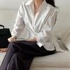 Dongdaemun 2026 Principios de Otoño Nuevo Diseño Elegante Estilo Francés Cuello Solapa Un Botón Cinturón de Corbata Camisa Adelgazante para Mujer
