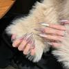 Yihe Nail Art Ojo de Gato Sonrisa Francés Degradado Sombra Lunar Púrpura Temperamento Suave Pila Diamante Removible Vestir Armadura