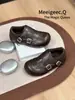 Mocassins Retro de Couro Genuíno para Mulheres Outono e Inverno 2025 Sapatos de Algodão com Forro de Lã Estilo Britânico Leves Solado Macio Sapatos Boken