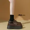 Mocasines de estilo universitario con suela gruesa para mujer, nuevos zapatos de cuero suave de otoño, zapatos de cuero negro de moda estilo retro británico