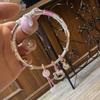Pulseira Pingente de Sino de Gato Blossom KT Rosa Ajustável Push-Pull Alto Senso Diário Combinação Total Pulseira para Menina