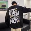 Moletom masculino estilo americano estampado outono e inverno com forro de lã novo gola redonda solto manga comprida manga pesada resistente casais roupas superiores