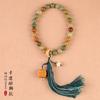 Rosário artístico retrô Dunhuang gradiente Bodhi jade branco natural raiz de Bodhi Wenwan torção manual personalidade corda trançada de mão