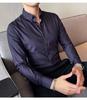 Camisa Masculina Manga Comprida Slim-fit Negócios Yuppie Homens Britânicos Primavera e Outono Nova Marca Moderna Listrada Camisa Casual Na Moda