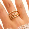 Anillo de Cobre de Múltiples Capas con Incrustaciones de Diamantes Geométrico Hueco Estilo Minimalista Europeo y Americano Ins, Chapado en Oro, Gama Alta, Directo del Fabricante
