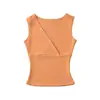 Colete casual sem mangas com decote V cruzado para mulheres, slim fit, que valoriza a silhueta, top de base, cor sólida, cintura alta, elástico, verão, para usar ao ar livre