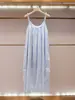 Shenzhen Nanyou Ropa Fina para Mujer Nuevo Verano Estilo Francés Elegante Adelgazante Correa de Perlas Vestido Largo