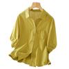 Venta Directa de Fábrica Camisa de Algodón Puro Multicolor para Mujer con Mangas de Tres Cuartos, Nuevo Estilo Verano 2026, Top Holgado Casual con Cuello de Solapa