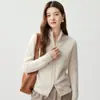 Estilo Old Money~ Cuello Alto Cremallera Doble Cardigan de Cachemir para Mujer Textura de Punto Trenzado Prendas de Punto Capa Base Engrosada Ropa de Abrigo