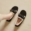 Zapatos peludos casuales y cálidos para mujer, nuevo estilo de invierno 2026, zapatos de algodón con forro de felpa, mocasines sin cordones con protección para el talón para uso en exteriores