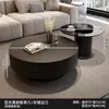 Mesa de café redonda de piedra de lujo minimalista estilo italiano para sala de estar, adecuada para apartamentos pequeños, juego de mesas de café redondas simples grandes y pequeñas con vidrio