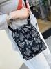 Bolsa Transversal Feminina de Grande Capacidade Bolsa de Pano com Cordão Bolsa de Ombro Balde da Moda Bolsa de Lona Jacquard Borboleta Estilo Chinês