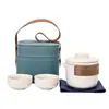 Juego de Té Portátil Estilo Antiguo Yanhe para Acampar al Aire Libre, Incluye una Tetera y Dos Juegos de Tazas Rápidas