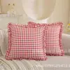 Almohada con volantes y encaje hecho a mano, cojín para cabecera, almohada dopamina primavera/verano, cuadros estilo ins 45*45