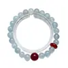 Pulsera de Cristal Aguamarina Natural Azul Océano para Mujer Versátil Piedra de Sangre Moda Pulsera Blanqueadora Venta al por Mayor