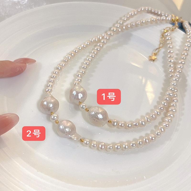 不规则巴洛克吊坠珍珠项链14k注金时尚高级感天然淡水珍珠锁骨链