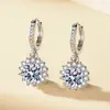 Pendientes de Botón Imitación Moissanita de Moda para Mujer, Pendientes de Plata de Ley S925 con Zirconia en Forma de Corazón, Seis Garras, Estilo Ins