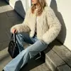 Amazon transfronterizo estilo callejero europeo y americano popular abrigo corto de felpa para mujer top esponjoso de borrego sintético
