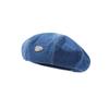 Otoño Nuevo 2024 Boina de Mezclilla Lavada Azul para Mujer Transpirable Octogonal Sombrero de Pintor Cabeza Grande Wai Showface Sombrero Pequeño