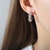 Pendientes de titanio con baño de oro en forma de C, anillo abierto, diseño de puntada de grano de arroz simple de nicho de moda, geométricos