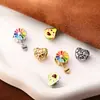 Nuevo Acero de Titanio Galvanizado al Vacío en Oro Serie de Frutas de Dibujos Animados Cuentas de Agujero Grande Colgante de Cara Sonriente Arcoíris Corazón