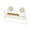 Huazhen Rack de Armazenamento de Ferro-Madeira Pendurado de Múltiplas Camadas para Chão Sem Furos Porta-Papel Toalha Banheiro Rack de Armazenamento para Banheiro