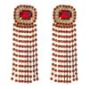 Aretes Elegantes Europeos y Americanos de Borla de Cadena de Garra, Moda de Lujo Ligero, Aretes Elegantes de Pedrería Brillantes de Clase Alta para Banquete de Baile