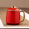 Taza de Té de Cerámica, Taza de Té Kung Fu, Taza de Preparación con Separación de Té y Agua, Taza de Oficina con Tapa y Filtro, Artículo de Regalo