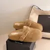 Encuentro de Primera Temporada Hong Kong Pantuflas Peludas Estilo Birkenstock Blanco para Mujer, Ropa de Exterior de Otoño, Nuevo Estilo 2026, Forradas de Felpa, Cálidas, para Ponerse Fácilmente