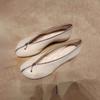 Versión de piel de oveja ~ Zapatos Mary Jane de piel auténtica con punta redonda y cremallera, de moda, de boca baja, sin cordones, de suela plana para mujer