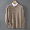 Baicai Rong Outono/Inverno Novo Cardigã de Lã Liso Masculino Suéter de Tricô Trançado Jaqueta de Tricô Business Casual para Adolescentes