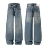 Muxi Clothing # Outono Inverno Novo Retro Tendência Manchas Soltos High Street Jeans Masculino Calças de Perna Reta Calças de Perna Reta