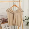 Liquidación Otoño 2026 Chal de Punto Color Sólido Estilo Coreano para Mujeres Adultas Cuello Falso Anudado Chal para Aire Acondicionado