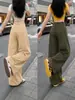 Calça Retta Cáqui Feminina, Outono Engrossada 2026 Novo Estilo, Petite Solta Casual Roupa de Trabalho Esportiva Calça Wide-Leg