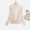 Suéter de malha YQ com gola polo simples, fio 2/48, 100% lã merino, novo top base para mulheres outono