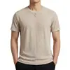 Camiseta Masculina Tiktok Mais Vendida Gola Redonda Manga Curta, Moda Casual Simples Cor Sólida Bordada Seda de Gelo Fresca Secagem Rápida Camiseta Masculina