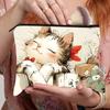 2025 Bolsa de Maquiagem Dobrável com Zíper Carteira Necessaire Portátil Simples com Estampa de Gato Desenho Transfronteiriço