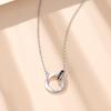 Collar de Pareja de Doble Anillo Mobius Plata Esterlina Par de Nicho Estilo Coreano Simple Cadena Clavicular Conmemorativo Regalo de San Valentín
