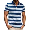 Camisa Polo Masculina de Verão, Top Elegante com Gola Listrada, Novo Estilo de Comércio Exterior Transfronteiriço Camisa Polo Masculina de Manga Curta