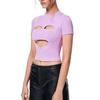 Camiseta feminina transfronteiriça europeia e americana Spice Girls de manga curta Sexy em torno do pescoço Slim-fit Top elegante com camisa base para mulheres