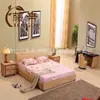 Cama de Rattan para Quarto Principal Estilo Americano, Cama de Madeira Maciça Criativa de Designer Nórdico, Cama de Casal Estilo Meio do Século para Hotel de Charme de Luxo