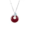 Collar de Plata de Ley S925 Cinnabar Natural Mariposa Amor Hebilla de Seguridad Cadena para Clavícula Estilo Étnico de Mujer Moda Versátil Gama Alta