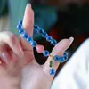 Pulsera de Ágata Corazón Natural Anillo Único Marca de la Fortuna Femenina Joyería de Cristal Azul para Estudiantes Regalo para Novia Pulsera
