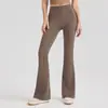 Novas Calças Boca de Sino Antibacterianas de Yoga para Mulheres, Calças Esportivas Boca de Sino Fitness de Cor Sólida, Calças Boca de Sino Esportivas de Cor Sólida, Calças Boca de Sino Esportivas Boca Larga Slim Fit de Lycra com Cintura Alta para Levantar o Bumbum