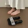 Sandalias Cuadradas de Una Correa de Moda para Mujer, Nuevo Estilo Verano 2026, Adecuadas para Usar con Vestidos, Sandalias de Cuña Abiertas con Pedrería