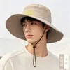 Sombrero de pescador de malla transpirable para exteriores de verano, unisex, de ala ancha, adecuado para senderismo y montañismo, con diseño bordado, protección solar y protección UV