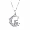 Collar con Colgante de Luna y Gato en Oro Rosa para Mujer, Cadena para Clavícula de Diseño de Nicho de Lujo Ligero, Regalo de Pareja de Gama Alta
