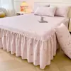Faldón de Cama de Gasa de Doble Capa Engrosado Pieza Única Universal para Todas las Estaciones No es Sábana de Cama 100% Algodón Puro con Dobladillo Fruncido Cubierta Inferior fea Cubierta de Faldón de Cama