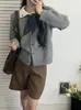 Cardigã de tricô com gola estilo francês para mulheres, nova coleção outono e inverno, estilo delicado com laço, suéter solto e macio, peça de outer wear feminina